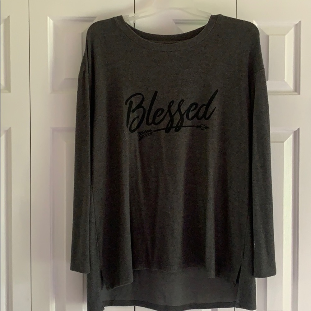 Cute, comfortable sweater with "blessed" written
